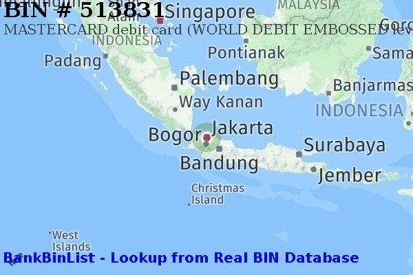 BIN 513831 MASTERCARD debit Indonesia ID