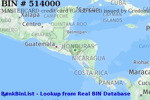 BIN 514000 MASTERCARD credit Honduras HN