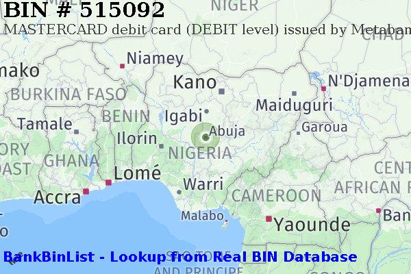 BIN 515092 MASTERCARD debit Nigeria NG