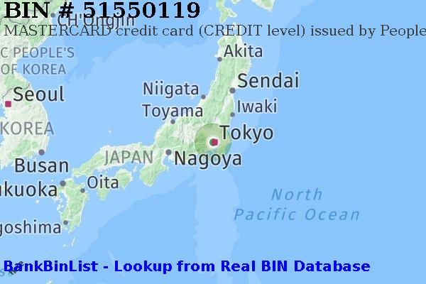 BIN 51550119 MASTERCARD credit Japan JP