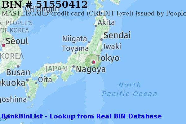 BIN 51550412 MASTERCARD credit Japan JP