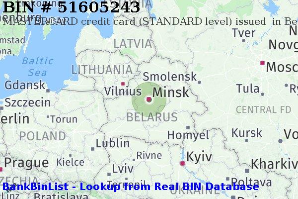 BIN 51605243 MASTERCARD debit Belarus BY