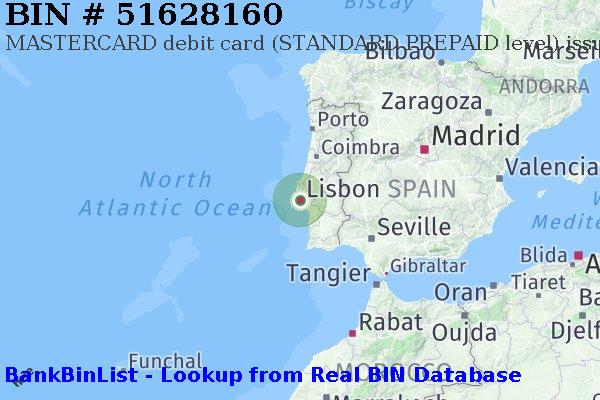 BIN 51628160 MASTERCARD debit Portugal PT