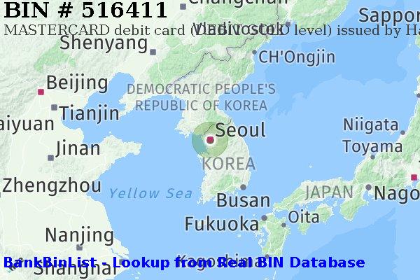 BIN 516411 MASTERCARD debit South Korea KR