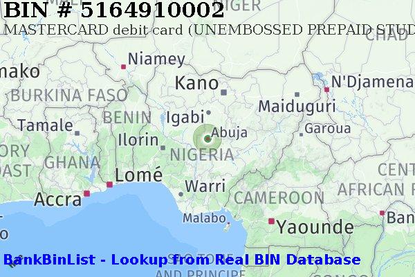 BIN 5164910002 MASTERCARD debit Nigeria NG