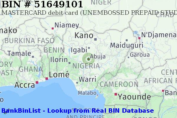 BIN 51649101 MASTERCARD debit Nigeria NG