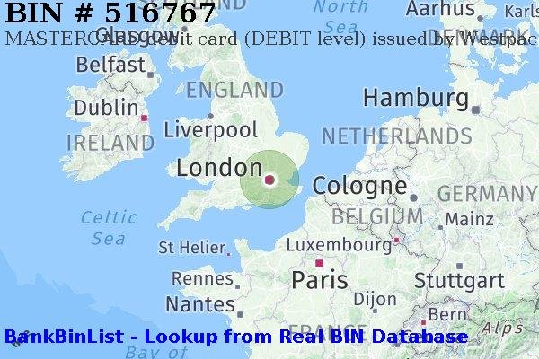 BIN 516767 MASTERCARD debit United Kingdom GB