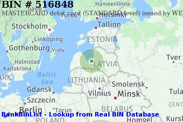 BIN 516848 MASTERCARD debit Latvia LV