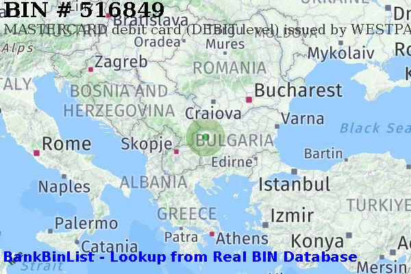 BIN 516849 MASTERCARD debit Bulgaria BG