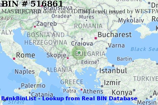 BIN 516861 MASTERCARD debit Bulgaria BG