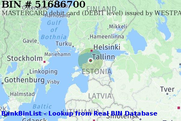 BIN 51686700 MASTERCARD debit Estonia EE