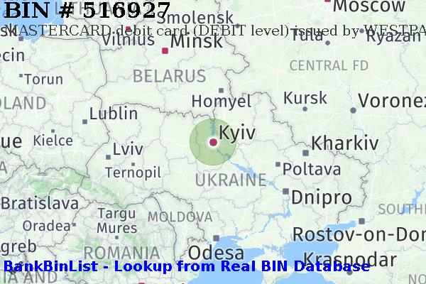 BIN 516927 MASTERCARD debit Ukraine UA