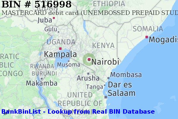BIN 516998 MASTERCARD debit Kenya KE