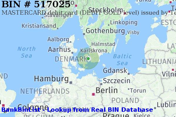 BIN 517025 MASTERCARD debit Denmark DK