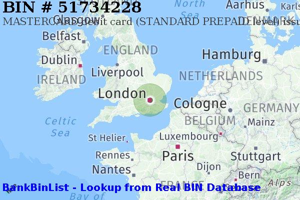 BIN 51734228 MASTERCARD debit United Kingdom GB