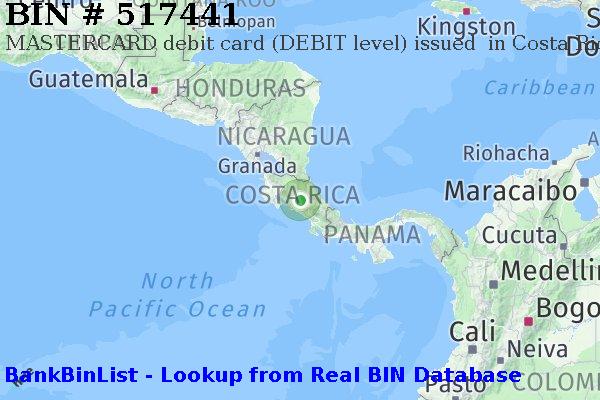 BIN 517441 MASTERCARD debit Costa Rica CR