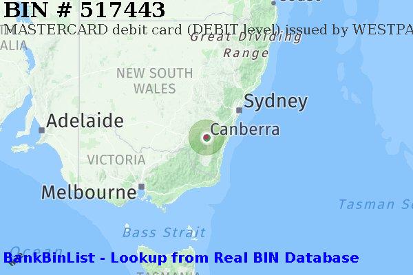BIN 517443 MASTERCARD debit Australia AU