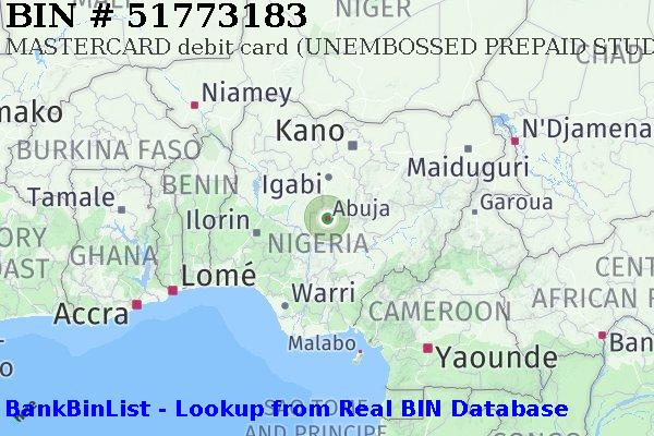 BIN 51773183 MASTERCARD debit Nigeria NG