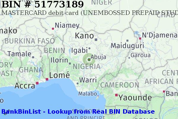 BIN 51773189 MASTERCARD debit Nigeria NG
