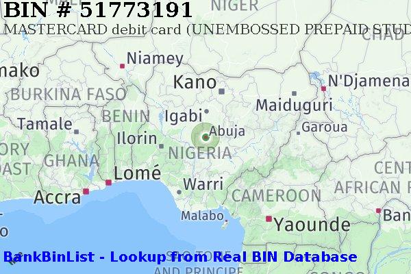 BIN 51773191 MASTERCARD debit Nigeria NG