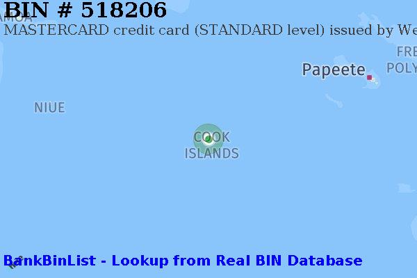 BIN 518206 MASTERCARD credit Cook Islands CK