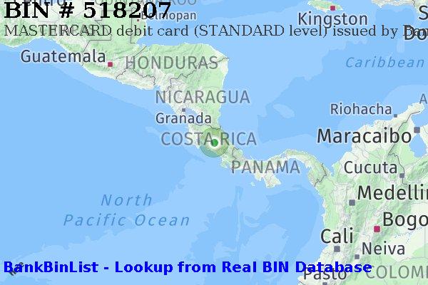 BIN 518207 MASTERCARD debit Costa Rica CR