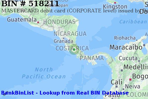 BIN 518211 MASTERCARD debit Costa Rica CR