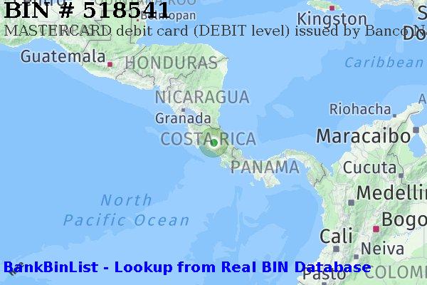 BIN 518541 MASTERCARD debit Costa Rica CR