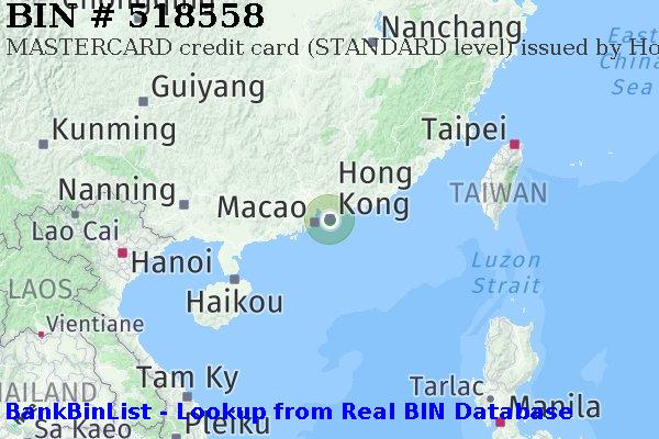 BIN 518558 MASTERCARD credit Hong Kong HK