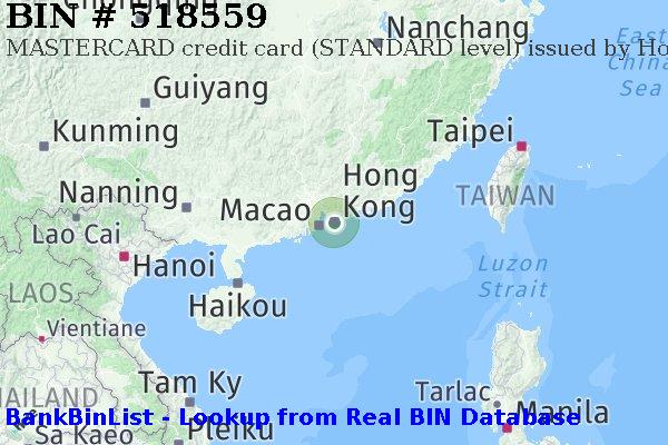 BIN 518559 MASTERCARD credit Hong Kong HK