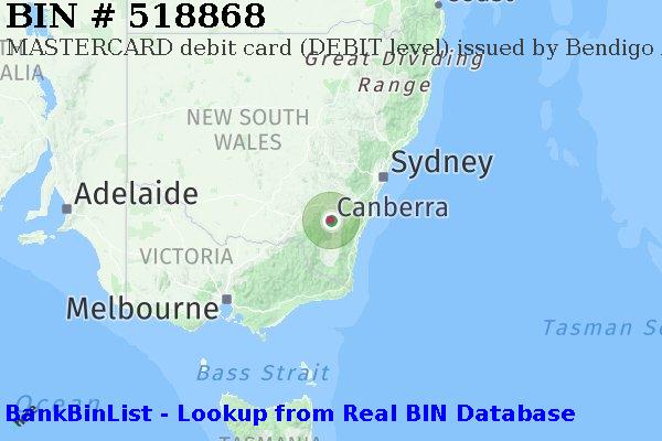 BIN 518868 MASTERCARD debit Australia AU