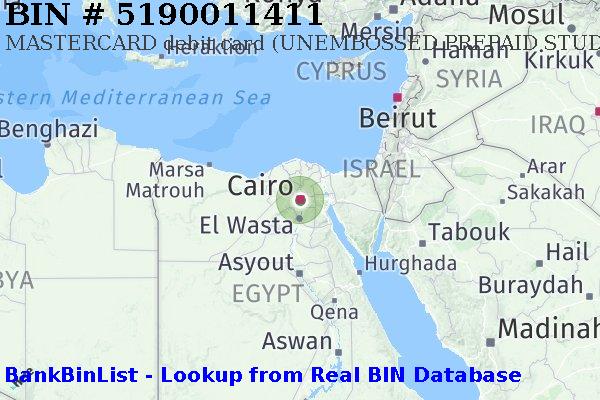 BIN 5190011411 MASTERCARD debit Egypt EG