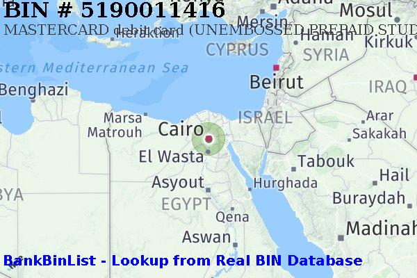 BIN 5190011416 MASTERCARD debit Egypt EG