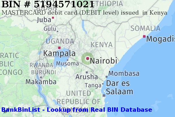 BIN 5194571021 MASTERCARD debit Kenya KE