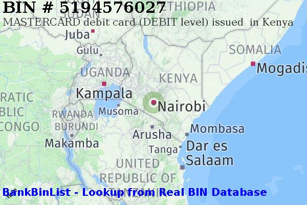 BIN 5194576027 MASTERCARD debit Kenya KE