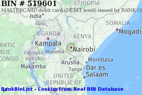 BIN 519601 MASTERCARD debit Kenya KE
