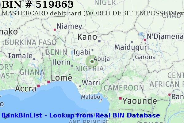 BIN 519863 MASTERCARD debit Nigeria NG