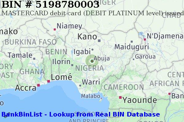 BIN 5198780003 MASTERCARD debit Nigeria NG