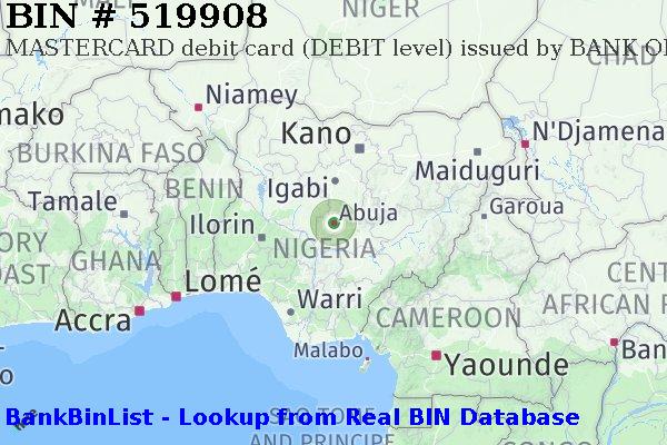 BIN 519908 MASTERCARD debit Nigeria NG