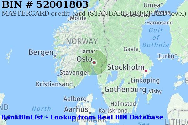 BIN 52001803 MASTERCARD credit Norway NO