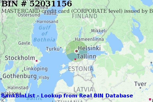 BIN 52031156 MASTERCARD credit Finland FI