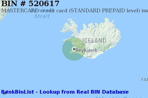 BIN 520617 MASTERCARD credit Iceland IS