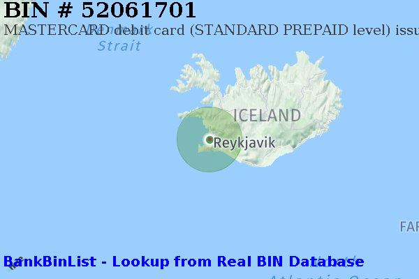 BIN 52061701 MASTERCARD debit Iceland IS
