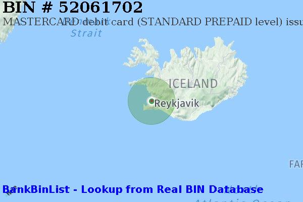 BIN 52061702 MASTERCARD debit Iceland IS