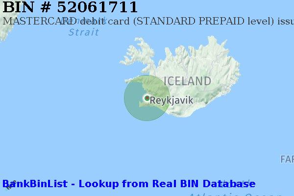 BIN 52061711 MASTERCARD debit Iceland IS