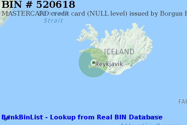 BIN 520618 MASTERCARD credit Iceland IS