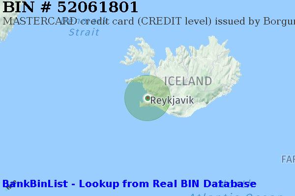 BIN 52061801 MASTERCARD credit Iceland IS