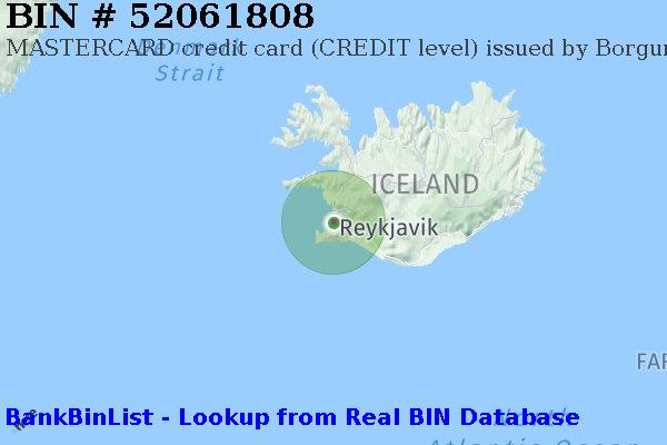 BIN 52061808 MASTERCARD credit Iceland IS