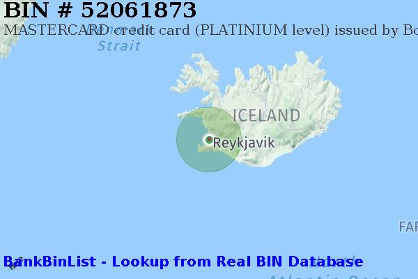 BIN 52061873 MASTERCARD credit Iceland IS