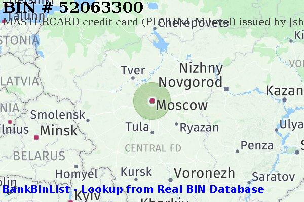 BIN 52063300 MASTERCARD credit Russian Federation RU